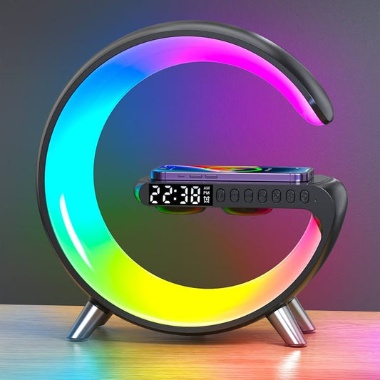 Altavoz Bluetooth con Luz RGB, Despertador y Cargador Inalámbrico 15W