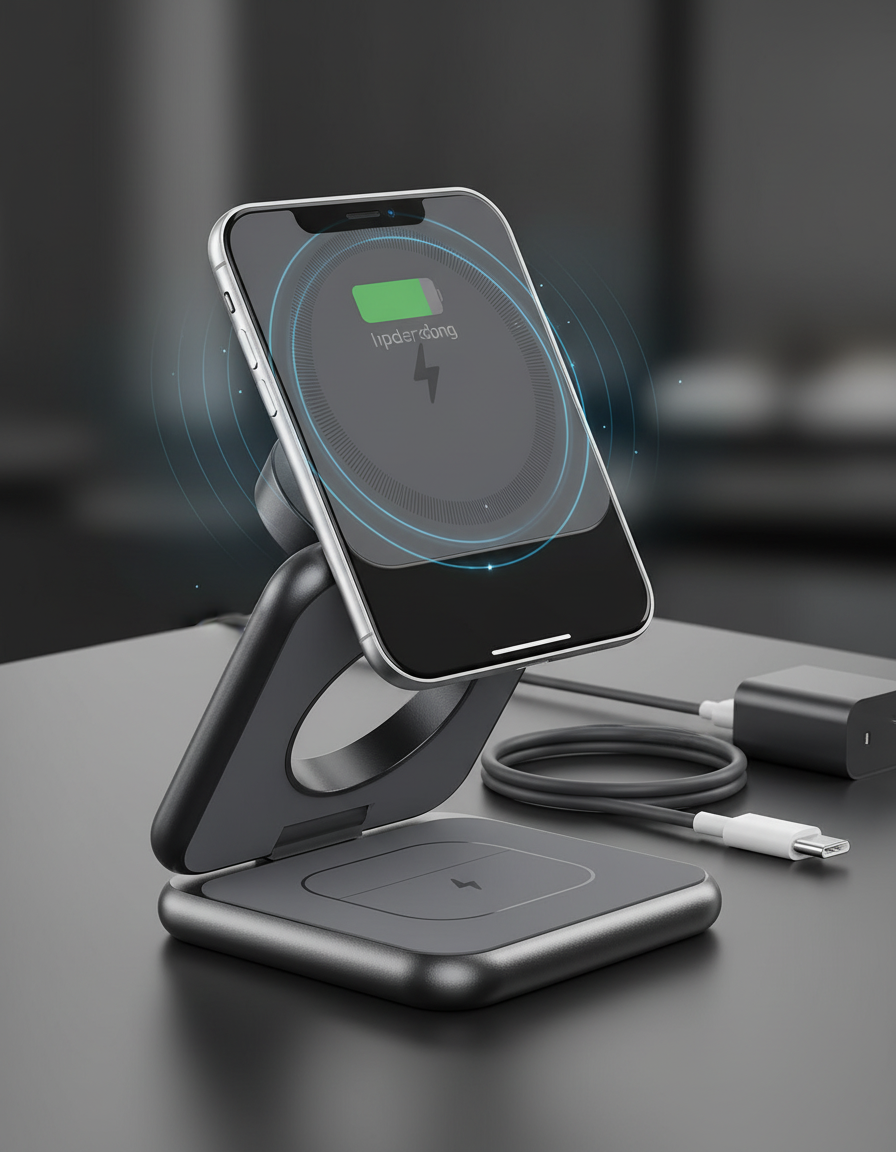 Cargador 3 en 1 - Detalle magnético