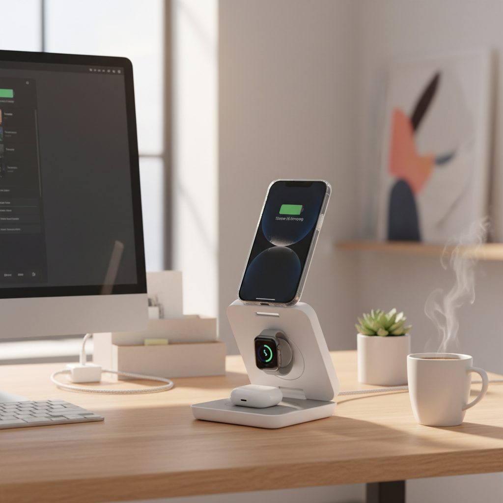 Cargador 3 en 1 - En uso