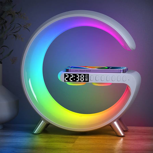 Altavoz Bluetooth con Luz RGB, Despertador y Cargador Inalámbrico 15W
